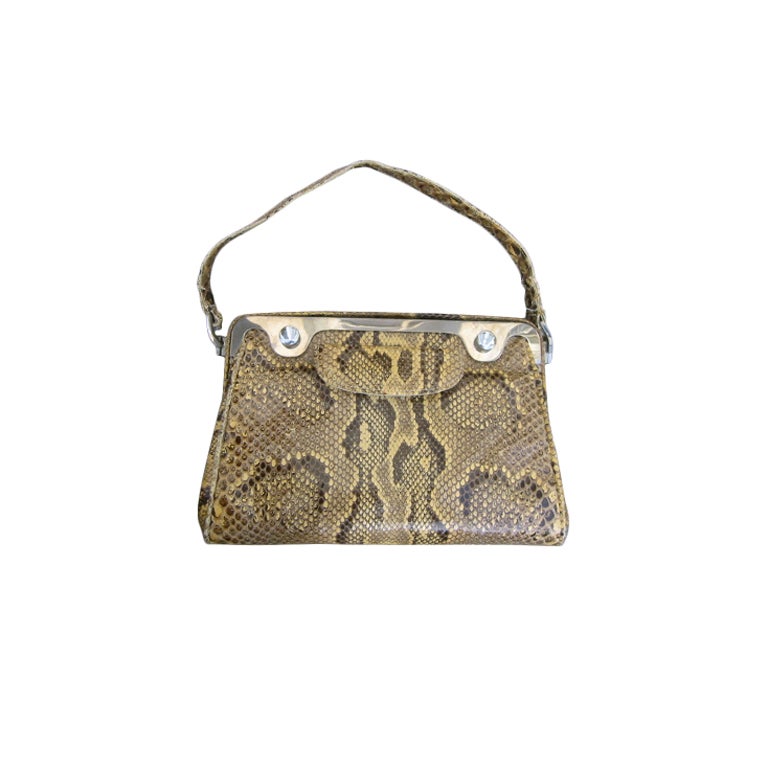 Vintage Python bag with bold hardware