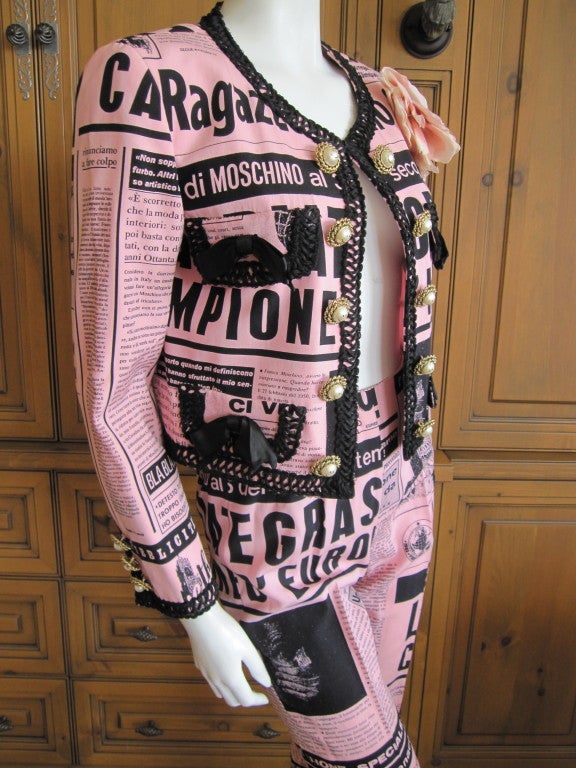 Women's Moschino Couture 1983 Newspaper Print suit 
