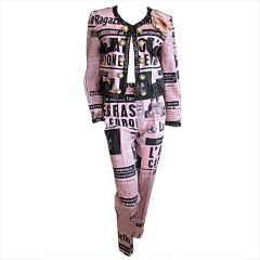 Vintage Moschino Couture 1983 Newspaper Print suit 