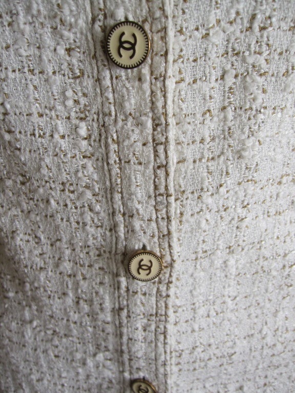 Chanel cotton tweed pant suit sz 38 at 1stdibs