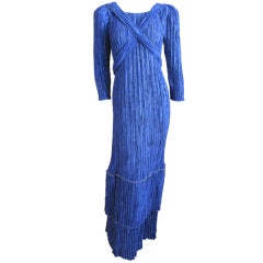 Mary McFadden lush purple evening dress with sashes