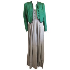 Vintage Bergdorf Goodman 1930's Gingham silk taffeta  dress with jacket