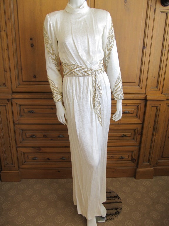 Bob Mackie silk beaded column dress