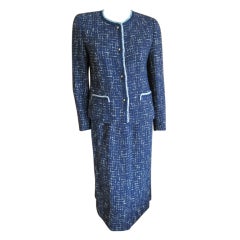 Chanel vintage tweed cotton & wool Boucle suit sz 40