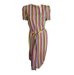 Salvatore Ferregamo silk rainbow stripe dress 1970
s sz 8 Salvatore Ferregamo silk rainbow stripe dress 1970
s sz 8