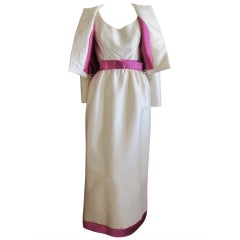 I Magnin vintage 1960's dupioni silk dress & matching jacket
