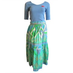 Vintage Emilio Pucci cotton peasant skirt with sweater
