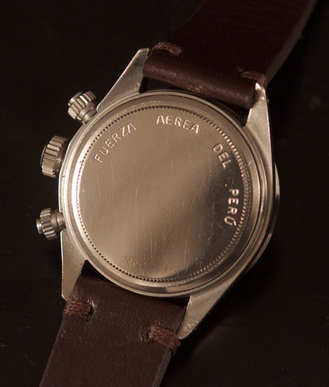 Rolex Stainless Steel Daytona Wristwatch Fuerza Aerea Del Peru Ref 6265 In Good Condition For Sale In Paris, FR