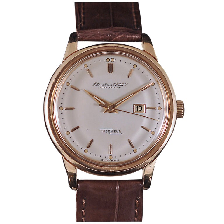 IWC Rose Gold Ingenieur Wristwatch with Date circa 1960s For Sale