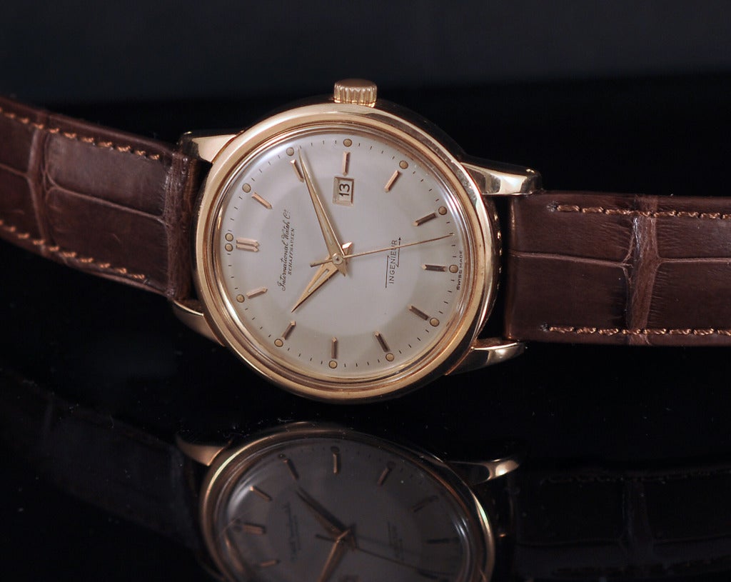 An 18k rose gold IWC Ingenieur wristwatch with date, self-winding movement.