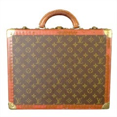 Vintage c.1960 Small Brown Leather Louis Vuitton Suitcase