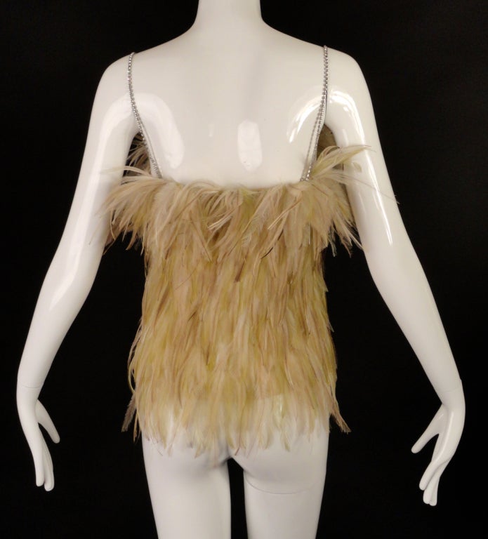 Women's Amazing 1990s Feather & Rhinestone Top