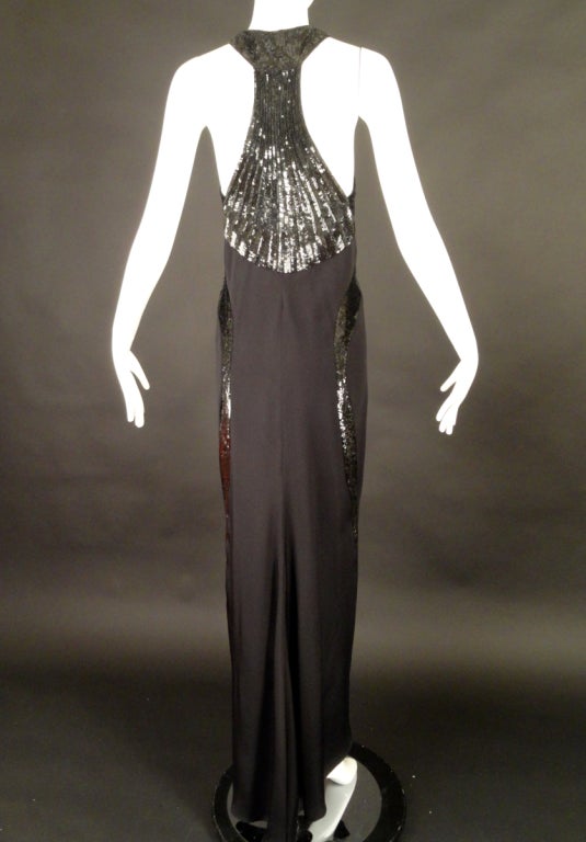 1990s Geoffrey Beene Black Silk & Sequin Evening Gown 2
