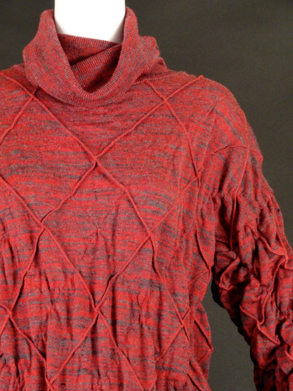 1980s Avant Garde Red Wool Knit Maxi Dress