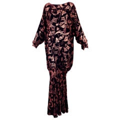 1980s Patricia Lester Voided Velvet Evening Gown