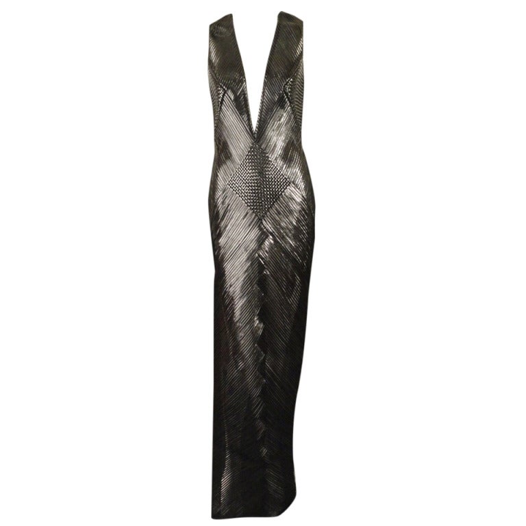 TOM FORD Spring, 2013 Black Patent Leather Evening Gown