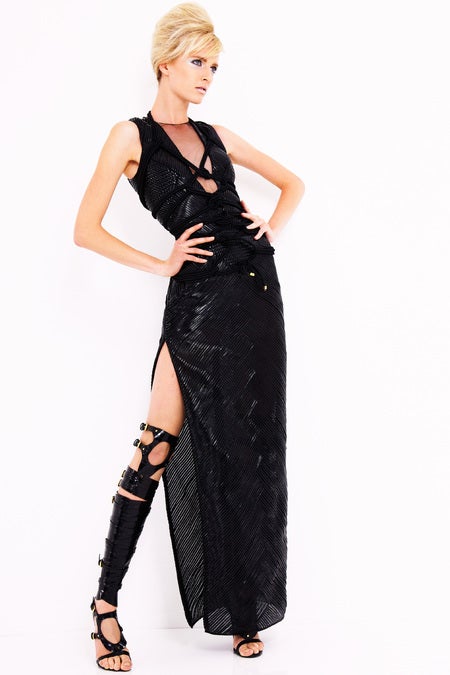 TOM FORD Spring, 2013 Black Patent Leather Evening Gown 6