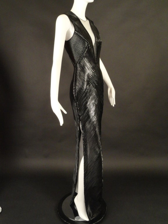 TOM FORD Spring, 2013 Black Patent Leather Evening Gown 4