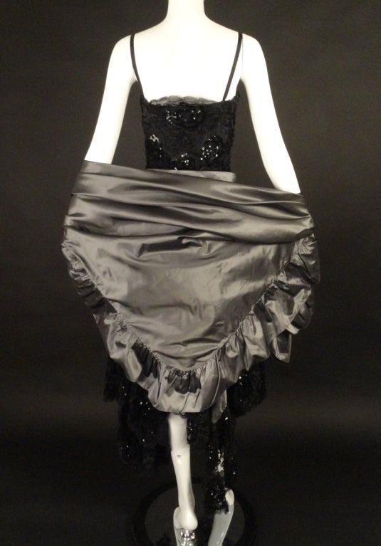 1970s Yves Saint Laurent Taffeta & Lace Gown & Stole For Sale 2