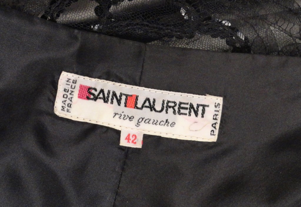 1970s Yves Saint Laurent Taffeta & Lace Gown & Stole For Sale 3