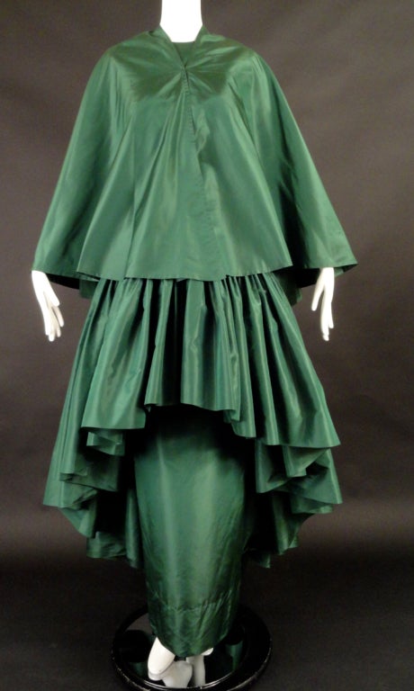 Couture Madame Grés Silk Evening Gown & Cape For Sale 1
