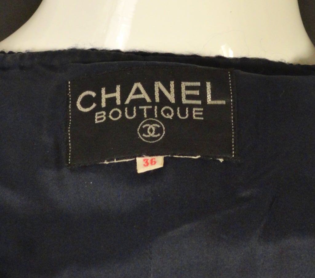 1980s Chanel Navy & Fuchsia Tweed Suit 2