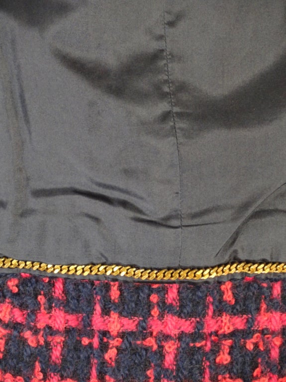 1980s Chanel Navy & Fuchsia Tweed Suit 3