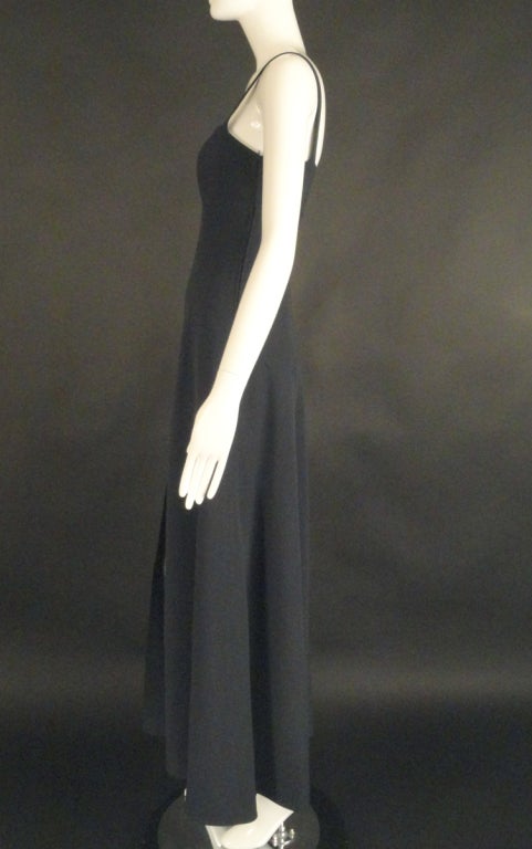 1990s Black Wool Claude Montana Maxi Dress In Excellent Condition For Sale In Dallas, TX