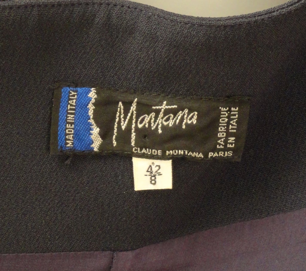1990s Black Wool Claude Montana Maxi Dress For Sale 1
