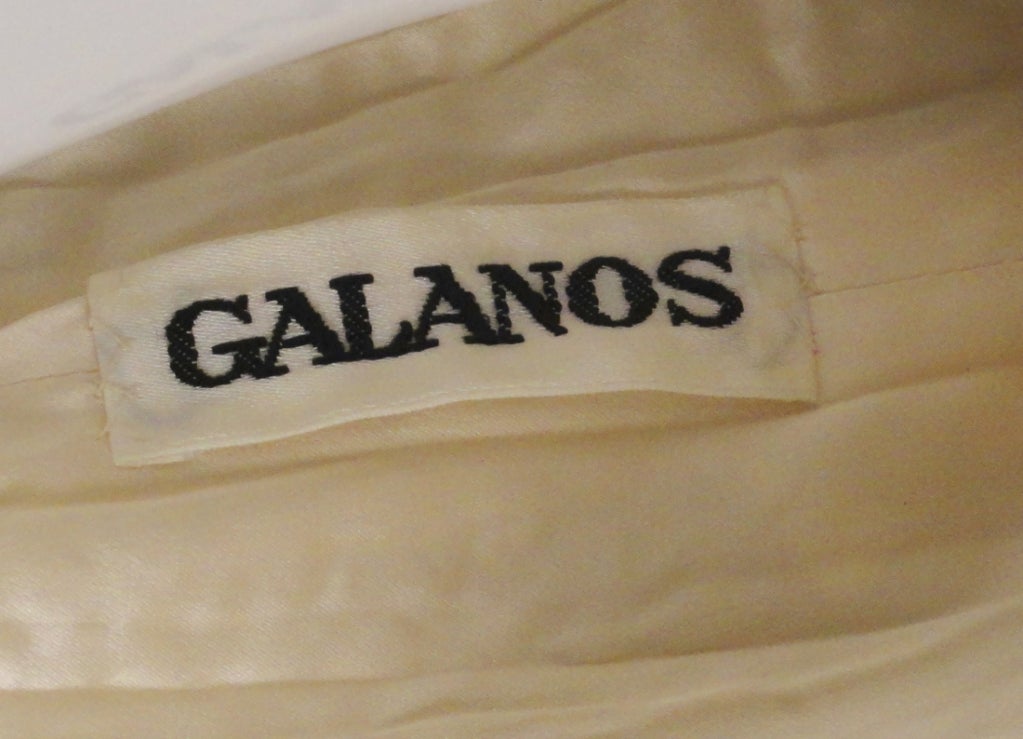 1980s Galanos Ivory Beaded Velvet Evening Gown 4