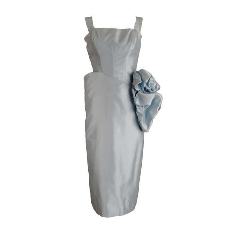 1950s Blue Alaskine Wiggle Dress