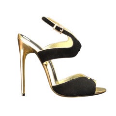 Tom Ford Black and Gold Evening Sandals at 1stDibs