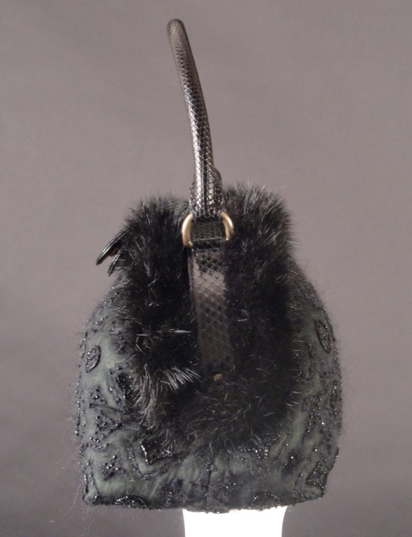 Limited Edition, 2005 Louis Vuitton Green Mousseline Mink and Crystal Bag  at 1stDibs