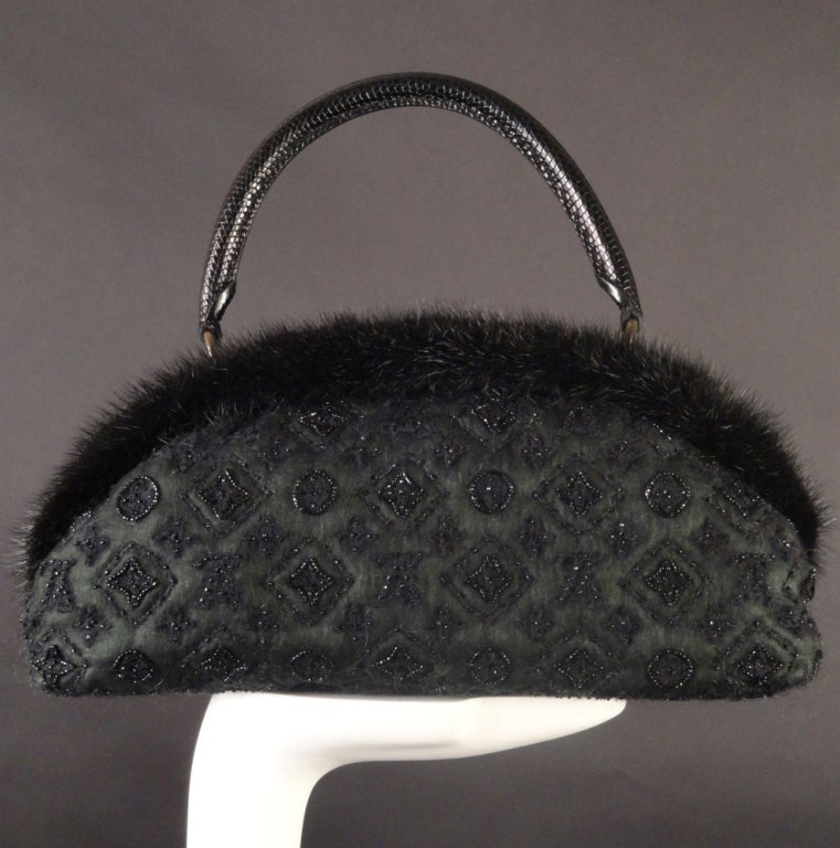 Limited Edition, 2005 Louis Vuitton Green Mousseline Mink and Crystal Bag In Excellent Condition In Dallas, TX
