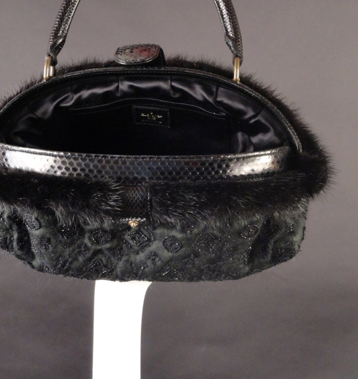 Limited Edition, 2005 Louis Vuitton Green Mousseline Mink and Crystal Bag at 1stdibs
