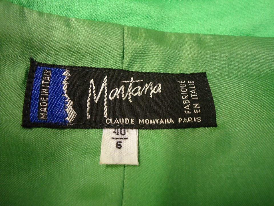 Claude Montana Paris Grüner Mantel und schwarzes Kleid, 1980er Jahre  4