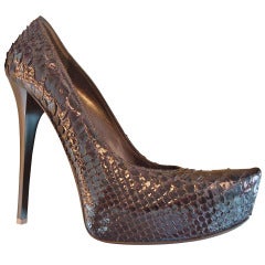 Gianmarco Lorenzi Brown Python Leather Décolleté Size 39 (It)