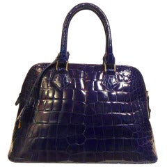 Giòsa Milano blue crocodile leather handbag