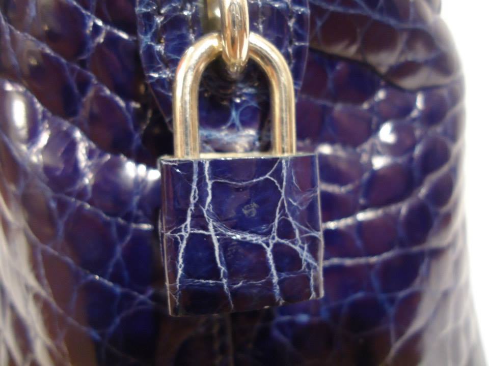 Giòsa Milano blue crocodile leather handbag 1