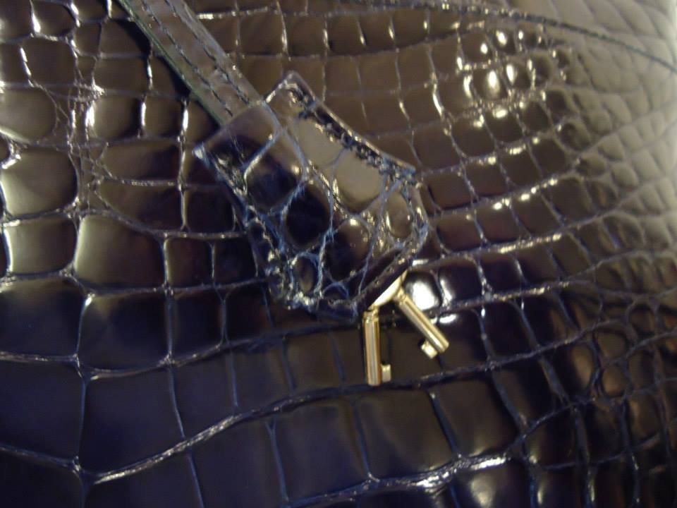 Giòsa Milano blue crocodile leather handbag 2