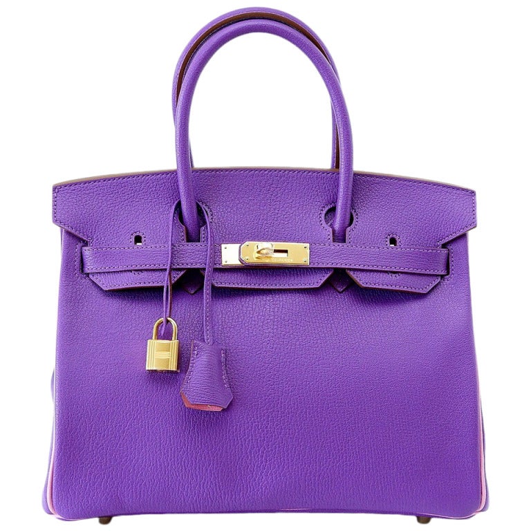 HERMES BIRKIN 30 Bag PARME 2 tone special order Chevre leather gold hardware