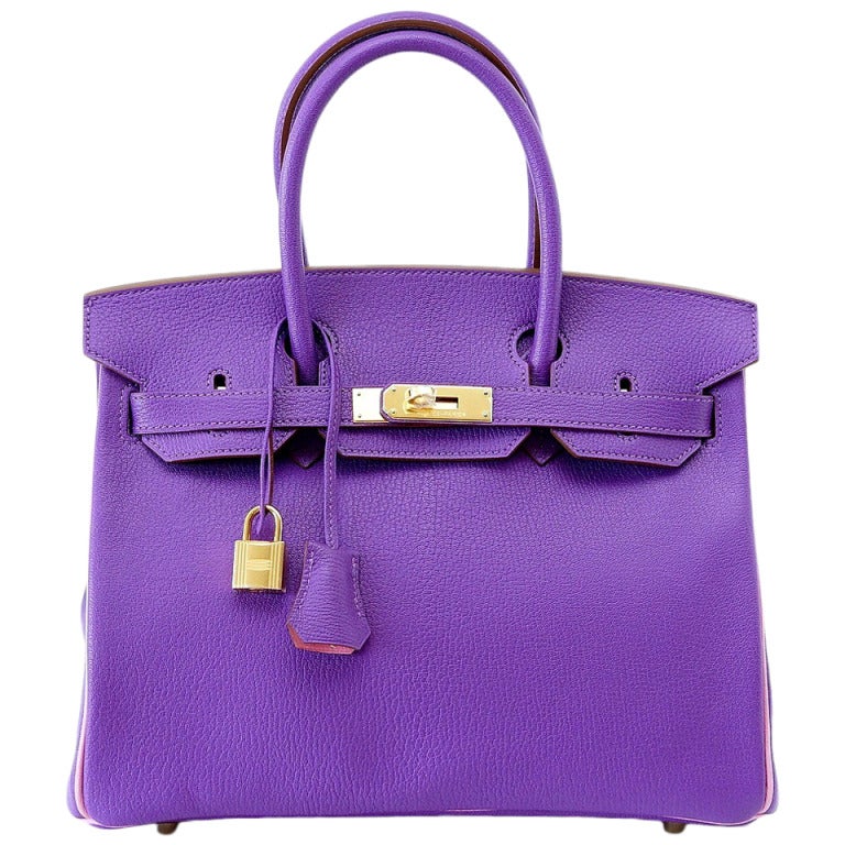 HERMES BIRKIN 30 Bag PARME 2 tone special order Chevre leather gold ...