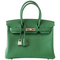 HERMES BIRKIN 30 Vert Bengale Chevre leather palladium hardware