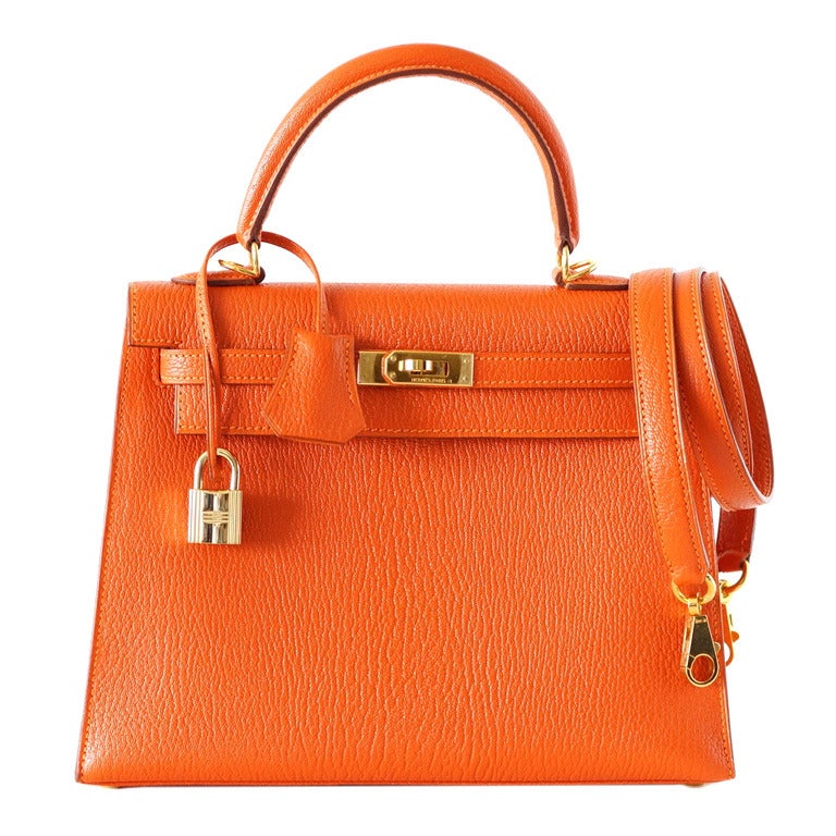 HERMES KELLY 25 bag Potiron Orange Gold hardware Chevre