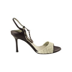 CHANEL Shoe quilted chain ankle strap MINT box 37 1/2 7.5 8