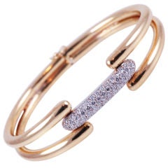 Diamond and Gold Modern Bangle Bracelet