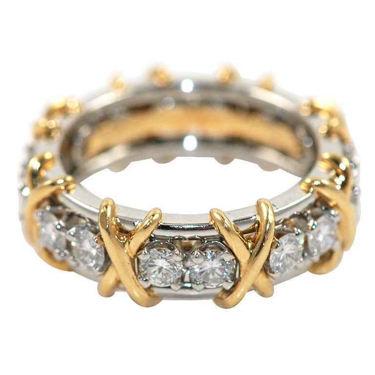 Tiffany Schlumberger Sixteen Stone Ring Platinum and Gold at 1stDibs