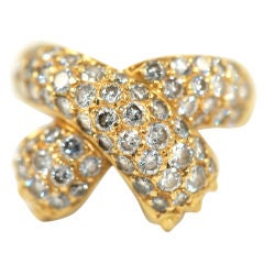 FRED Diamond and Gold Crossed Paws Ring