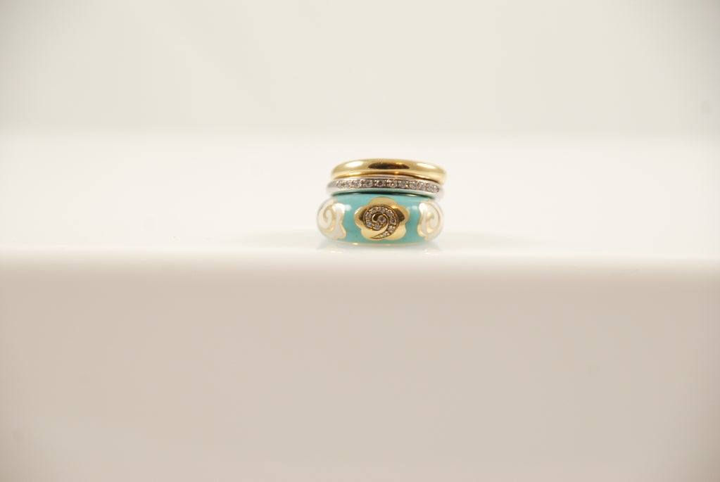 Nouvelle Bague Enamel Diamond Gold Ring 1