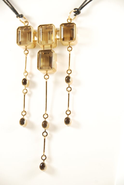 GUAYASAMIN Extremely Large Citrine Gold Pendant